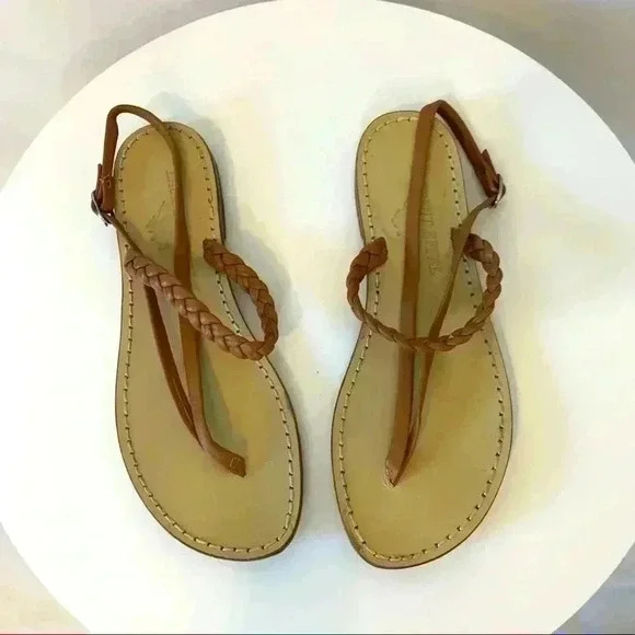 Laurent Effel brown leather braided sandal - Picture 3 of 6